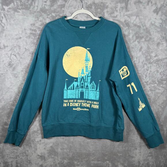 Disney Parks 71 Castle Sweatshirt Teal Size M – Retro Walt Disney World Pullover - Picture 1 of 3